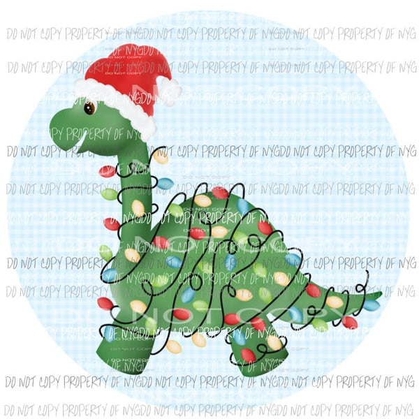 Long Neck Christmas Dinosaur with lights Sublimation transfers Heat Transfer