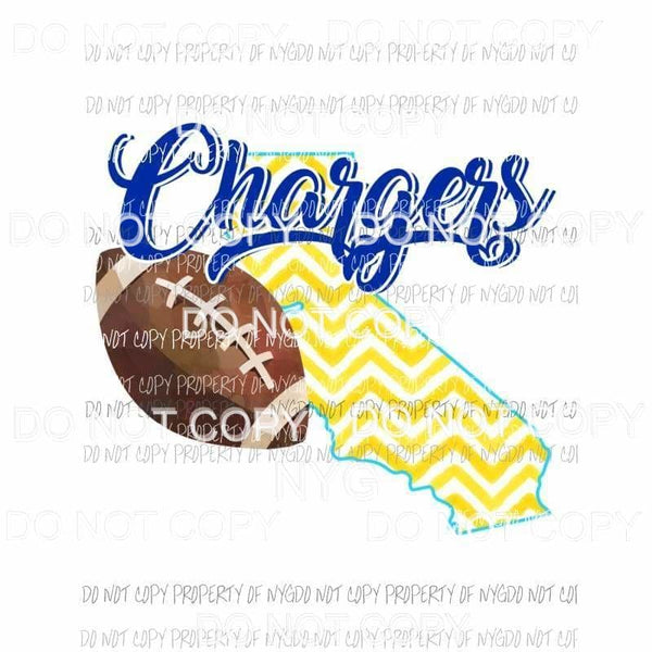 Los Angeles Chargers football chevron state Sublimation transfers Heat Transfer