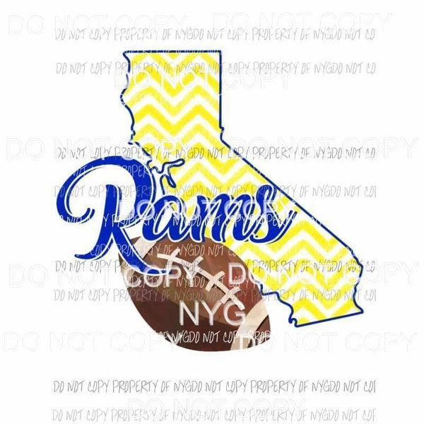 Los Angeles Rams football chevron state Sublimation transfers Heat Transfer