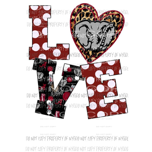 Love Alabama 1 Sublimation transfers Heat Transfer
