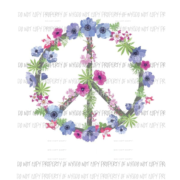 Love and Peace Floral Sublimation transfers Heat Transfer