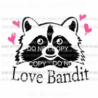 Love Bandit raccoon pink hearts Sublimation transfers Heat Transfer