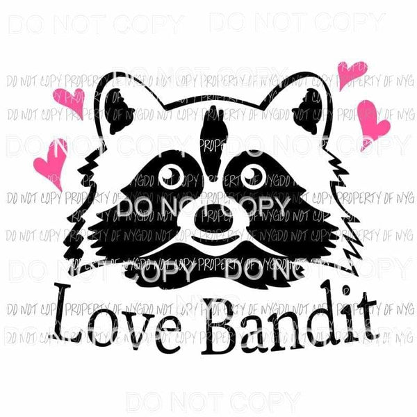 Love Bandit raccoon pink hearts Sublimation transfers Heat Transfer