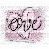 LOVE cursive heart pink leopard Sublimation transfers Heat Transfer