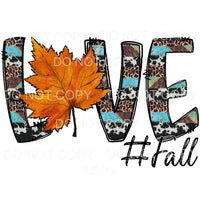 Love Fall Leopard Cowhide Letters Leaf #840 Sublimation 