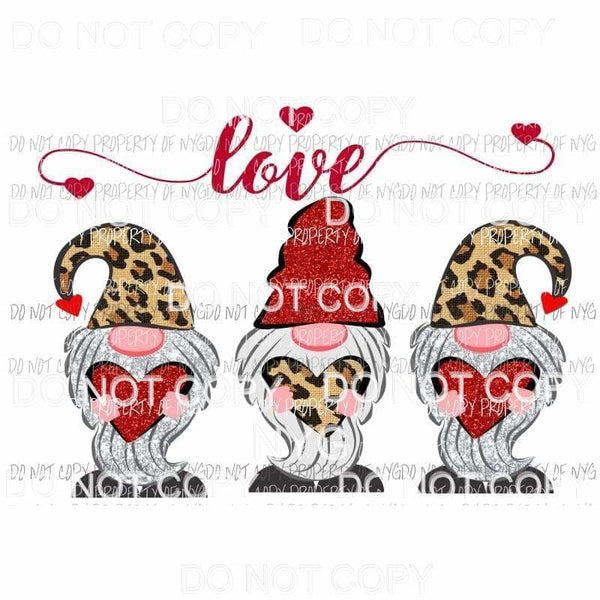 Love gnomes trio #2 leopard red hearts Sublimation transfers Heat Transfer
