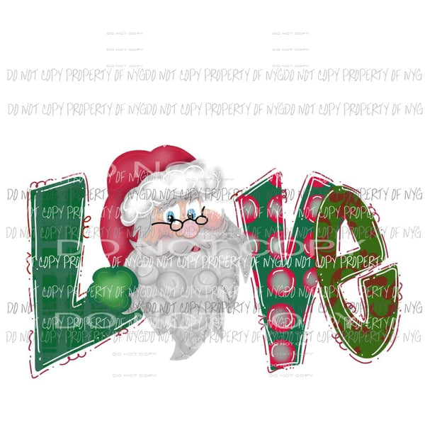 LOVE Green Santa # 1 Sublimation transfers Heat Transfer