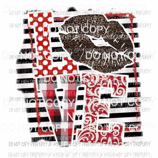 Love lips #2 red black stripes Sublimation transfers Heat Transfer