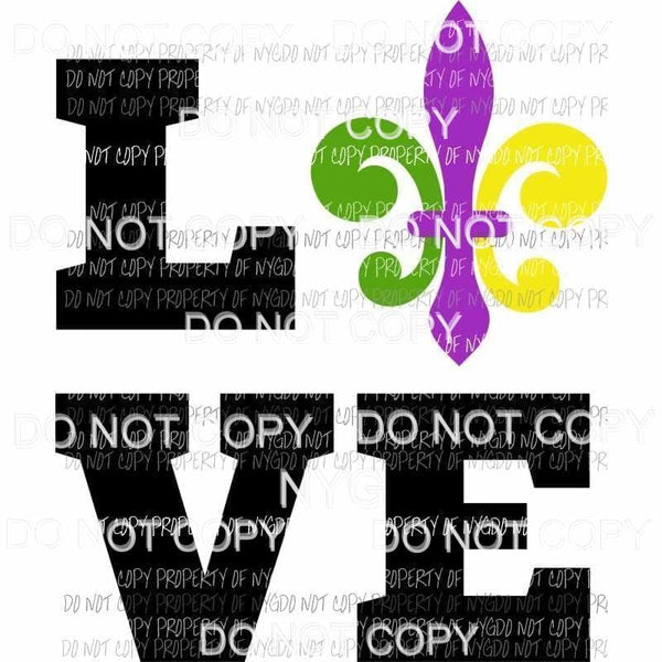 Love Mardi Gras #2 fleur de lis Sublimation transfers Heat Transfer