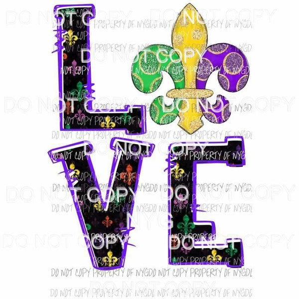 Love mardi gras 4 Sublimation transfers Heat Transfer