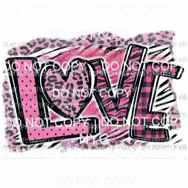 LOVE pink leopard plaid stripes Sublimation transfers Heat Transfer