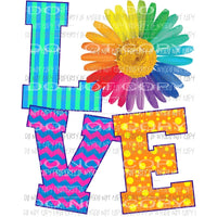 LOVE rainbow daisy Sublimation transfers Heat Transfer