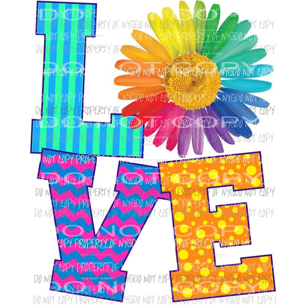 LOVE rainbow daisy Sublimation transfers Heat Transfer