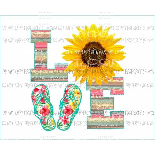 LOVE sunflower flip flops serape Sublimation transfers Heat Transfer