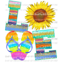 LOVE sunflower rainbow flip flops Sublimation transfers Heat Transfer