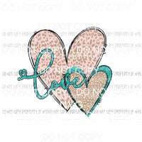 Love teal pink leopard hearts Sublimation transfers Heat Transfer