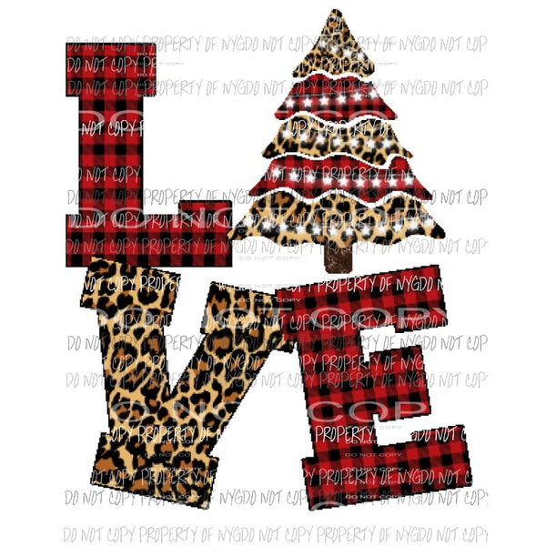 LOVE tree red - Christmas Tree Sublimation transfers Heat Transfer