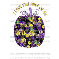 LSU tigers I love fall most of all pumpkin Sublimation transfers Heat Transfer