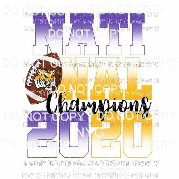 LSU Tigers National Champions 2020 purple gold Sublimation transfers Heat Transfer
