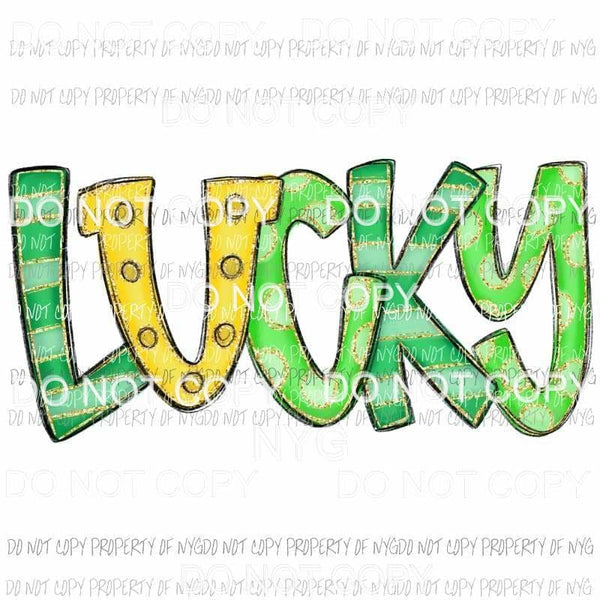 LUCKY #1 stripes polka dots gold horseshoe Sublimation transfers Heat Transfer
