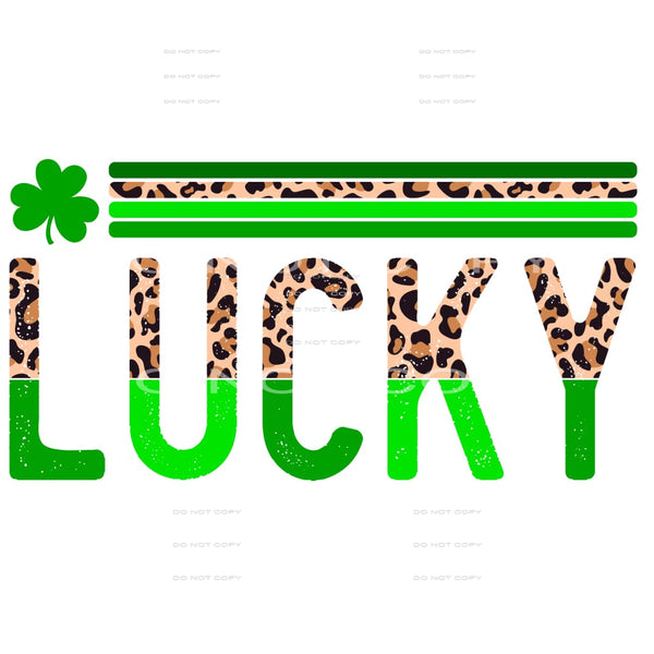Lucky Half Leopard Top Green Clover St Patricks Day #2520 
