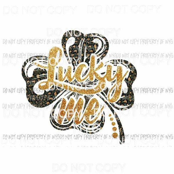 Lucky Me #4 shamrock leopard black gold Sublimation transfers Heat Transfer