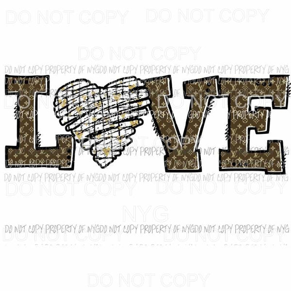 LV Love #1 gold hearts louis vuitton Sublimation transfers Heat Transfer