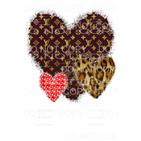 LV Trio Heart Leopard Dots # 3 Sublimation transfers - Heat 