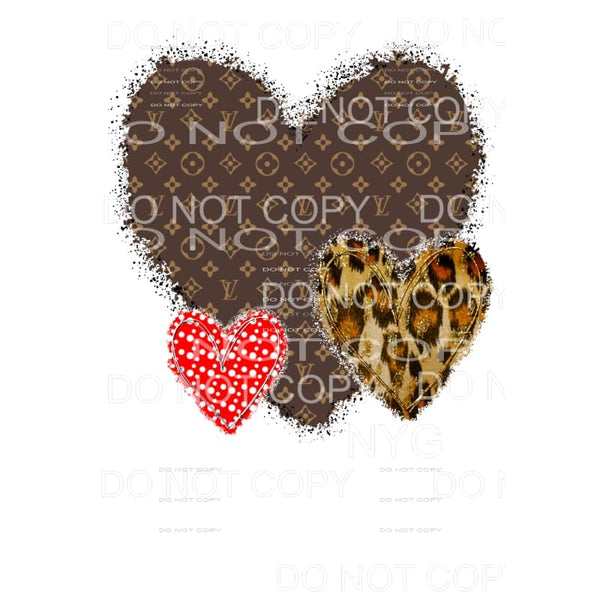 LV Trio Heart Leopard Dots # 4 Sublimation transfers - Heat 
