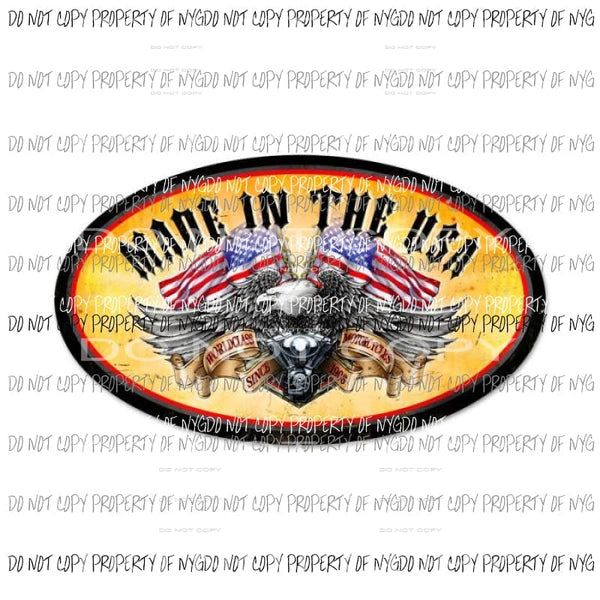 Made In The USA eagle flags oval Sublimation transfers Heat Transfer