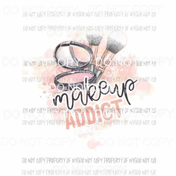 Makeup Addict #1 pink brushes mirror compact Sublimation transfers Heat Transfer