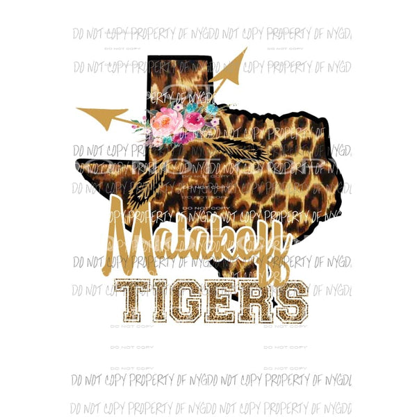 Malakoff Tigers Texas school leopard Sublimation transfers Heat Transfer