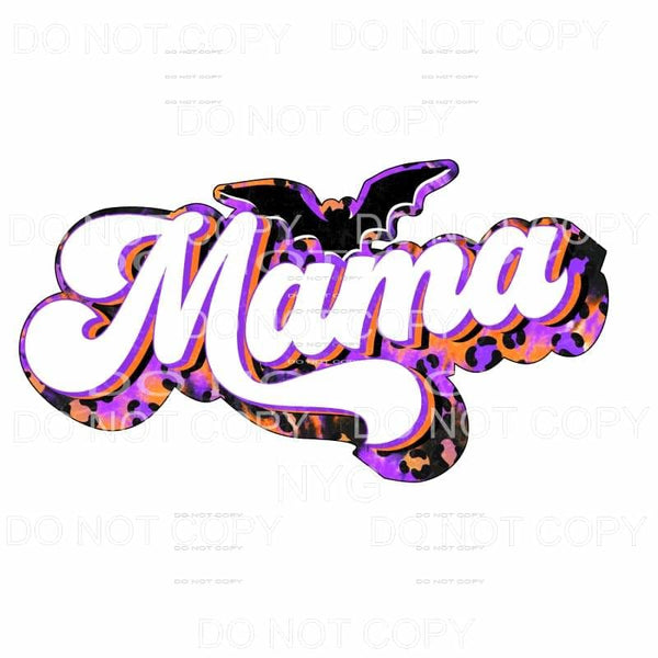 Mama Black Bat Halloween Purple Orange Black Tie Dye Leopard