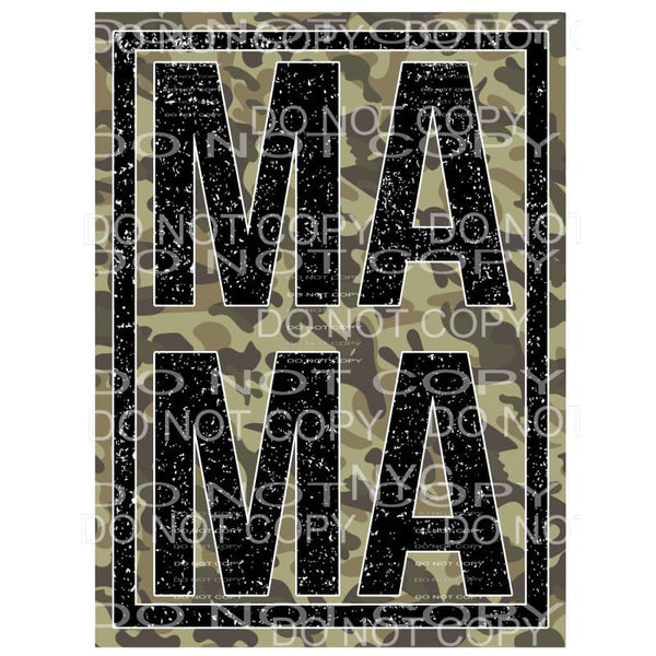 Mama Black Glitter Camo Framed Sublimation transfers - Heat 