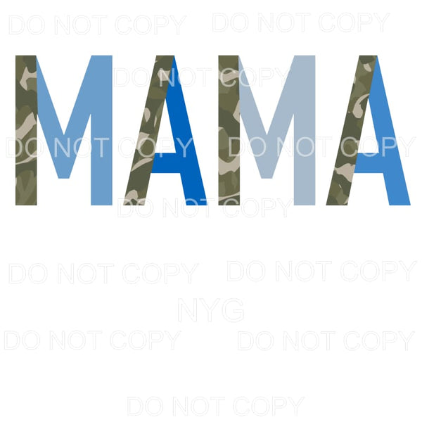 Mama Camo Blue Sublimation transfers - Heat Transfer