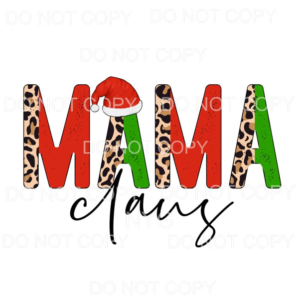 Mama Claus Santa Hat Half Leopard Red Green #1119 