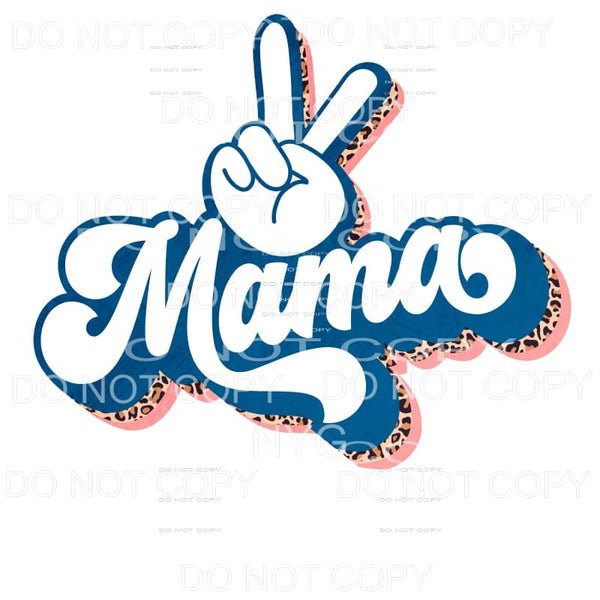 Mama Leopard Retro Peace Blue Sublimation transfers - Heat 