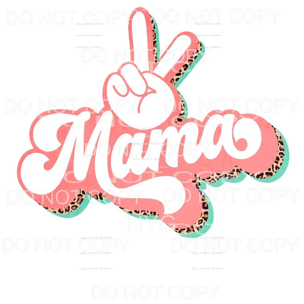 Mama Leopard Retro Peace Teal Pink Sublimation transfers - 
