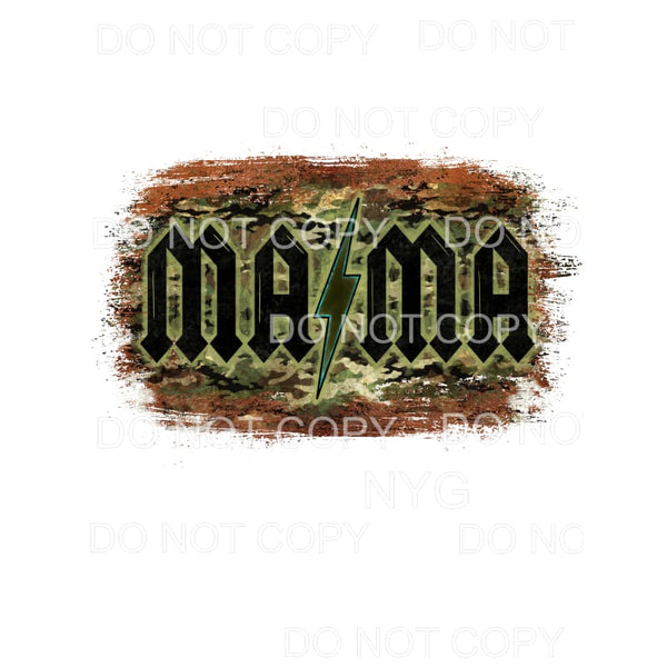 Mama Lightning Bolt Camo Brown Distressed #253 Sublimation 