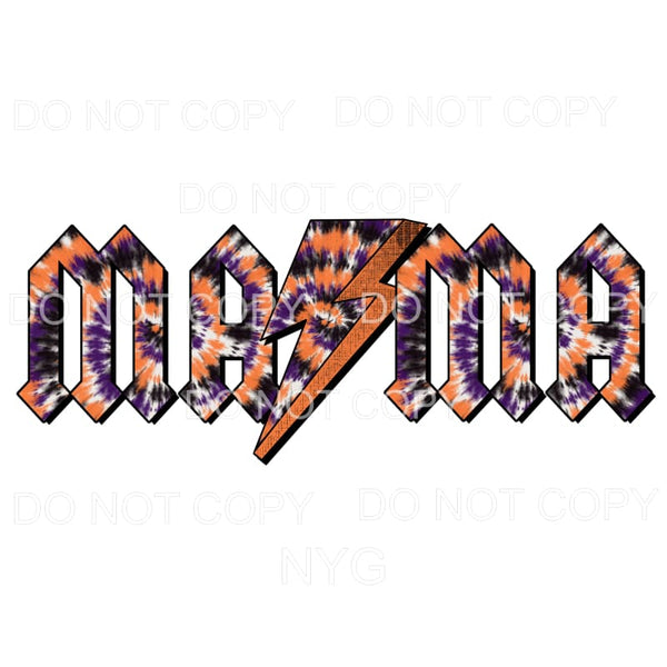 Mama Lightning Bolt Orange Purple Black Tie Dye Sublimation 