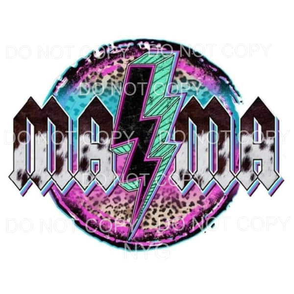 Mama Lightning Bolt Purple Green Leopard Circle #1871 