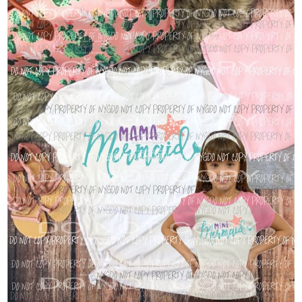 Mama mermaid or mini mermaid Sublimation transfers Heat Transfer