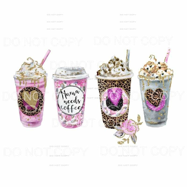 Mama Needs Coffee Cups Leopard Pink Purple Leopard Gold 
