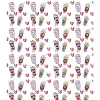 Mama Needs Coffee Leopard Pink Hearts Sheet #1 Sublimation 
