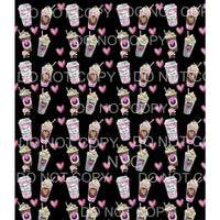 Mama Needs Coffee Leopard Pink Hearts Sheet #2 Sublimation 