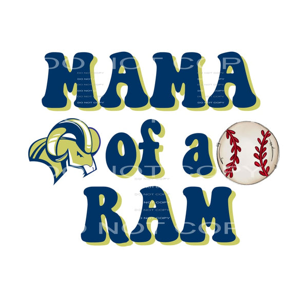 Mama of a RAM sports baseball # 12039 Sublimation transfers 