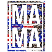 Mama Stacked Flag USA Leopard Framed Sublimation transfers -