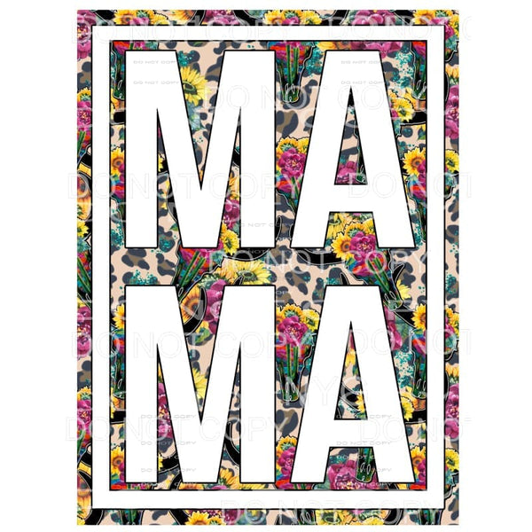 Mama Stacked Floral Leopard Framed Sublimation transfers - 