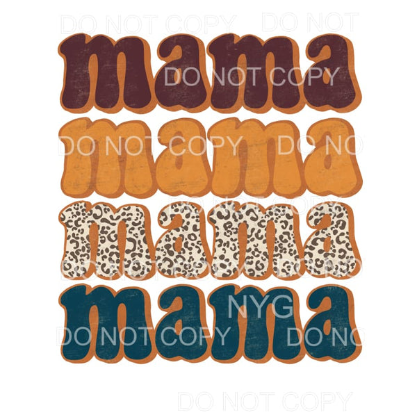 Mama Stacked Retro Distressed Leopard Fall Colors #1062 