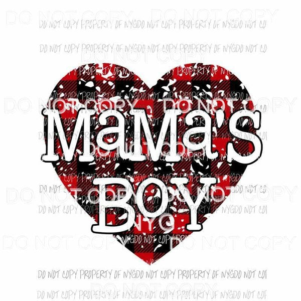 MaMas Boy red buffalo plaid Sublimation transfers Heat Transfer